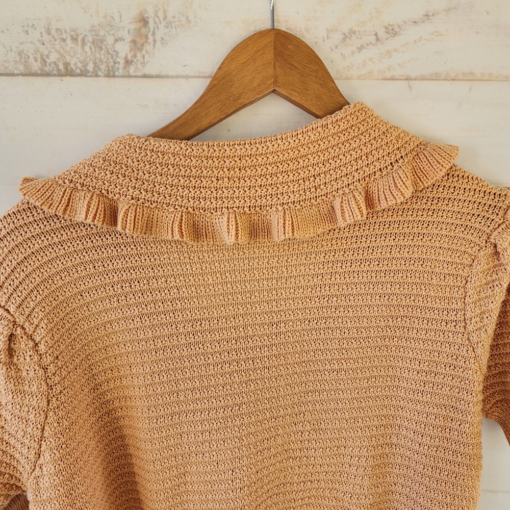 Self Contrast Ruffle Collar Cardigan Sweater - Picture 10 of 12